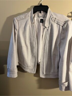 White House Black Market Tan Tweed Cropped Blazer